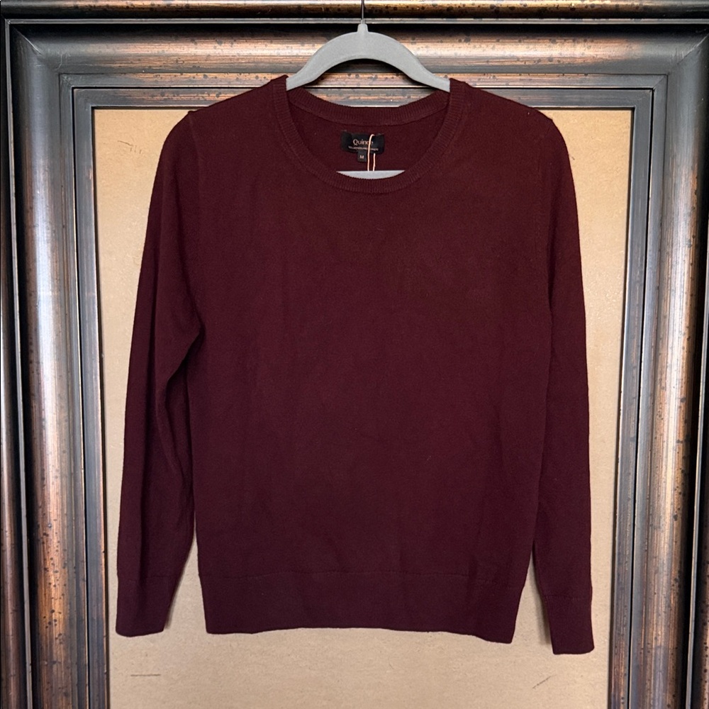 NWT Quince Women's Burgundy Cashmere Crewneck Sweater